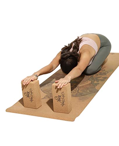 Shakti Warrior Cork Yoga Block - Artist Designed, Premium eco friendly cork block, Non Slip, Non Toxic, Great for Regular & Hot Yoga, Pilates and Workouts (9 inch x 6 inch x 3 inch)
