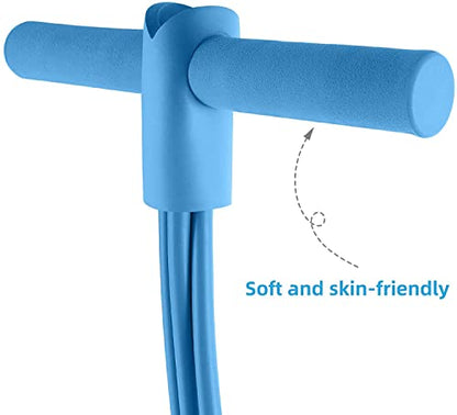 Multi-Function Tension Rope – 4 Tube Resistance Bands with Handles – Sit Up Exercise Equipment Home Gym Tummy Trainer for Men Women - color: blue