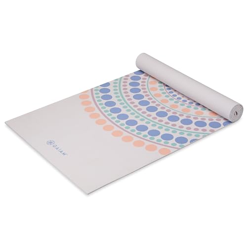 Gaiam Yoga Mat - Premium 6mm Print Extra Thick Non Slip Exercise & Fitness Mat for All Types of Yoga, Pilates & Floor Workouts (68"L x 24"W x 6mm Thick) - color: Rainbow Trance