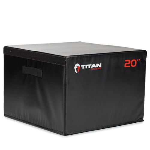 Titan Fitness 20" Stackable Soft Foam Plyometric Box, High Density EPE Foam Core Plyo Box, Step Up Exercise Platform, Box Squat, Step-Up, Box Jumps for Home Garage Gym Training