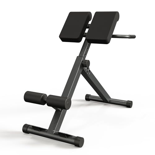 Foldable Hyperextension Roman Chair, Core Strength Exercise, Adjustable Back Extension Machine for Glutes, Sit-Up Fitness Weight Bench for Home Gym - color: White and Black
