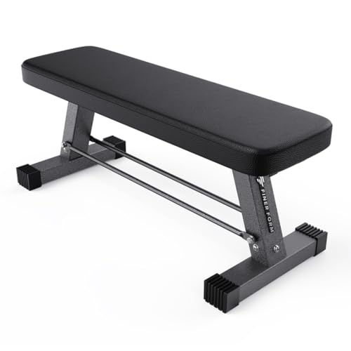 FF Finer Form Essential Flat Weight Bench for Your Home Gym – Heavy Duty Workout Bench for Bench Press, Hip Thrusts & Strength Training Exercise – Compact, Fitness Equipment for Home Use