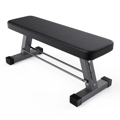 FF Finer Form Essential Flat Weight Bench for Your Home Gym – Heavy Duty Workout Bench for Bench Press, Hip Thrusts & Strength Training Exercise – Compact, Fitness Equipment for Home Use