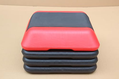 16"x16" Adjustable High Step Aerobic Platform With 4 Risers, Height-Adjustable Step Aerobics Platform For Home Gym Exercise Fitness Workout Black+Red As shown One size
