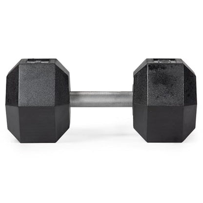 Titan Fitness 60 LB Pair Free Weights, Black Rubber Coated Hex Dumbbell, Straight Stainless Steel Handle, Strength Training, Full Body Workout