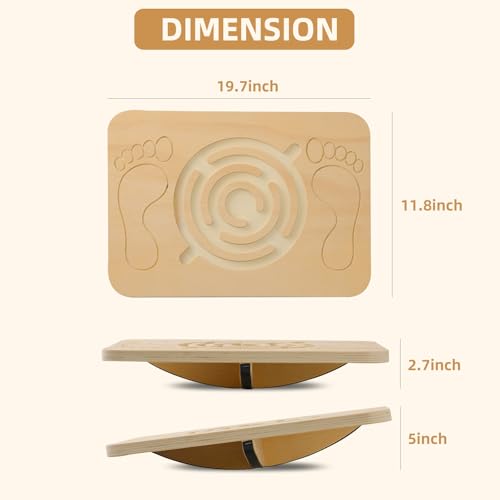 Maze Balance Board Wobble Board for Kids and Adult,up to 350 Ibs for Coordination Skills Obstacle Courses Sensory Balance Toys for Kids,Professional Rocker Balance Board for Physical Therapy.