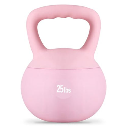 DlandHome Kettlebell Weights Strength Training Kettlebell-Great for Full Body Workout and Strength Training,Easy Grip Handle,PVC Filled with Iron Sand - color: Pink-25lbs