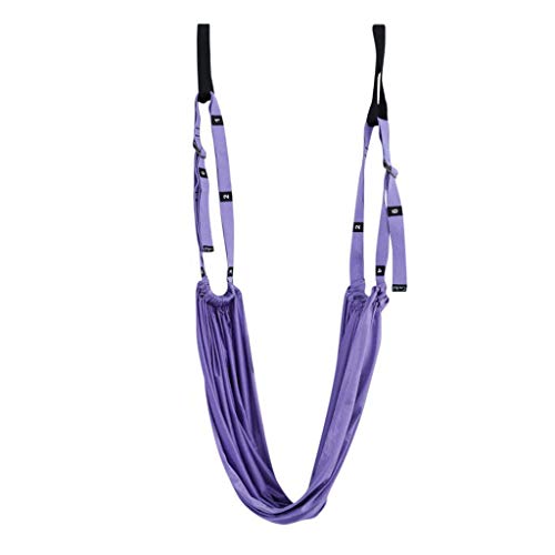 Yoga Stretching Strap, Adjustable Height Leg Stretcher Waist Back Stretch Band Aerial Yoga, Anti-gravity Inversion Exercises Door Flexibility Tensile Trainer for Rehab Pilates Dance Splits (Purple)