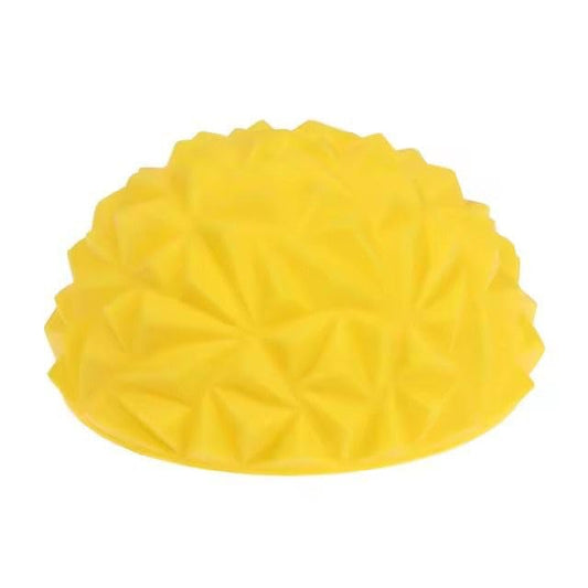 Yoga Half-Ball Trainer - Textured Hemisphere Yoga Ball 16 cm with Foot Massage Surface for Balance Training - Core Stability & Outdoor or Indoor Play - Dual Purpose Exercise & Game Equipment - color: Yellow