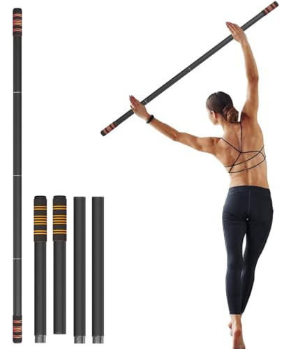 Queension 5ft Yoga Stick Adjustable Stretching Bar for Mobility & Balance - color: Black