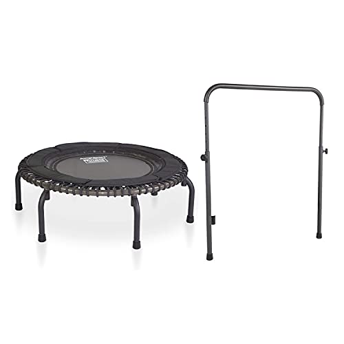 JumpSport 370 PRO Indoor Lightweight Heavy Duty 39-Inch Heavy Duty Fitness Trampoline with Handle Bar Accessory and Adjustable Tension Bungees, Black