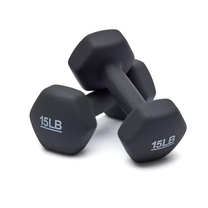 Amazon Basics Neoprene Dumbbell Hand Weights for Exercise and Muscle Toning - style: 15 Pound, Pair