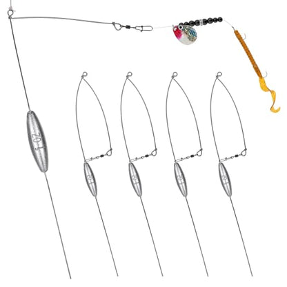 THKFISH 5 Pack Bottom Bouncer for Walleye Rigs, 1OZ-3OZ Trolling Weights Fishing Weight Sinkers Trolling Drifting Fishing Live Bait Spinner Rigs Crankbaits Crawler Harness Walleye Rig - color: Silver, size: 1oz-5PCS