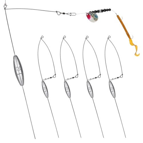 THKFISH 5 Pack Bottom Bouncer for Walleye Rigs, 1OZ-3OZ Trolling Weights Fishing Weight Sinkers Trolling Drifting Fishing Live Bait Spinner Rigs Crankbaits Crawler Harness Walleye Rig - color: Silver, size: 1oz-5PCS