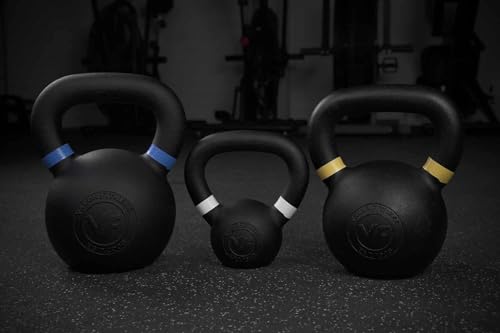 Valor Fitness Premium Cast Iron Kettlebells Powder Coated Kettle Bell Weights - Includes LB and KG Weight - color: H: 45LB