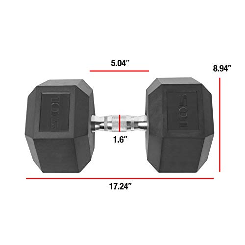 WF Athletic Supply Rubber Coated Solid Steel Cast-Iron Pair Dumbbells, Rubber Hex Dumbbells, Hex Weights Dumbbells for Muscle Toning, Full Body Workout, Home Gym Dumbbells, Pair - color: x. 105 LB Pair (2 x 105lb)