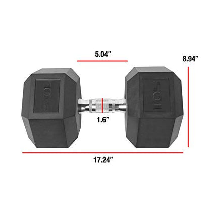 WF Athletic Supply Rubber Coated Solid Steel Cast-Iron Pair Dumbbells, Rubber Hex Dumbbells, Hex Weights Dumbbells for Muscle Toning, Full Body Workout, Home Gym Dumbbells, Pair - color: x. 105 LB Pair (2 x 105lb)