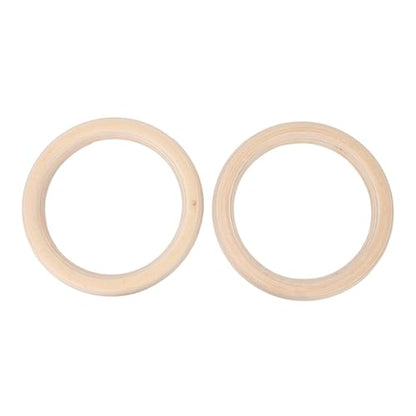 Wooden Gymnastics Rings Birch Pull Up Rings for Strength Training, Bodyweight Fitness Workout Rings with Adjustable Polyester Straps, Outdoor Gym Rings Set for Men and Women