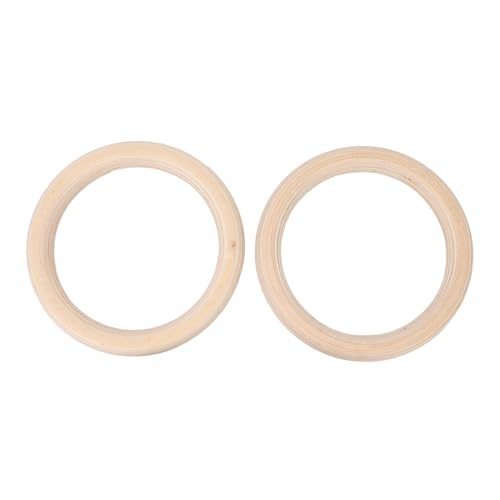 Alomejor Birch Wooden Gymnastics Rings, Pull Up Strength Training with Adjustable Straps for Outdoor Bodyweight Fitness Rings Workout Gym