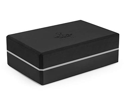 Heathyoga Yoga Blocks 2 Pack with Strap, High Density EVA Foam Yoga Block and Yoga Strap Set to Support and Improve Poses and Flexibility - color: Black