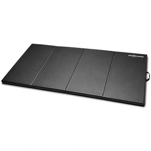REP Fitness Folding Gym Mat, 4-Fold Design, Non-Slip Durable Exercise Mat for Home Workouts, Yoga, Tumbling, Stretching, and Floor Protection, Padded Gymnasium or Gymnastics Pad, 4’x8’, 2.5" Thick