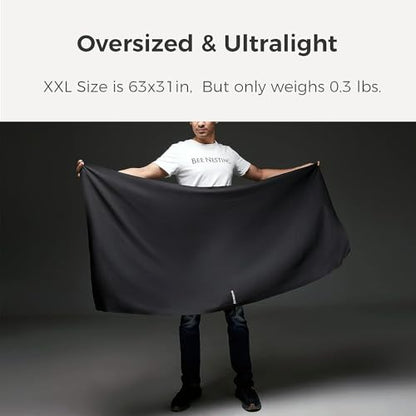 Bee Nesting Ultralight Quick Dry Towel, Extra Large&Small 2 Pack Microfiber Towels with Compact Packable Pocket for Lightweight Backpacking Travel Beach Gym Camping & Swimming Sports(Black 2 Set)