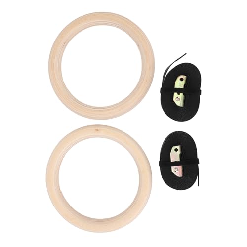 Drfeify Wooden Gym Rings, Birch Pull Up Strength Training Rings Bodyweight Gymnastics for Full Body Workouts