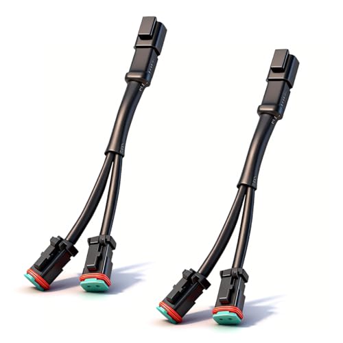 2PCS 2Pin Deutsch DT DTP Adapters Connectors Splitters, Waterproof Y-Shape Wiring Harness Splitter, Plug and Play for Car LED Cubes Work Light LED Light Bar Pod Fog Driving Lights (Black)