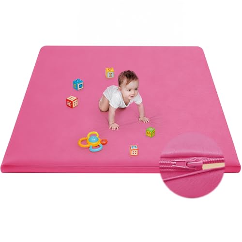 Waterproof Baby Play Mat for Floor Memory Foam 50 * 50 Cushion Playpen Playmat Tummy Time Crawling Mat Nursery Rug Thick Pad Create Soft & Safe Area for Infants,Toddler,Kids,Hot Pink - color: Hot Pink, size: 50*50