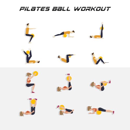 Cikyner Soft Pilates Ball, Small Exercise Ball 9 Inch Mini Gym Ball with Inflatable Straw, Suitable for Pilates, Yoga, Full Body Training, Physical Therapy and Balance improving at Home, Gym & Office - color: Yellow