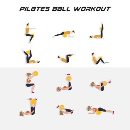 Cikyner Soft Pilates Ball, Small Exercise Ball 9 Inch Mini Gym Ball with Inflatable Straw, Suitable for Pilates, Yoga, Full Body Training, Physical Therapy and Balance improving at Home, Gym & Office - color: Yellow