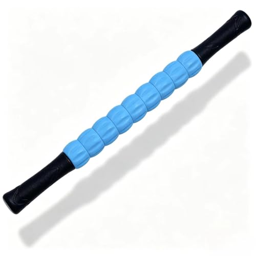 Muscle Roller Stick - A Full-Body Massage Roller that Can Relieve Muscle Soreness, Cramps and Tension After Exercise. It is a Handheld Physical Therapy and Recovery Tool（Black and Blue） - color: Blue