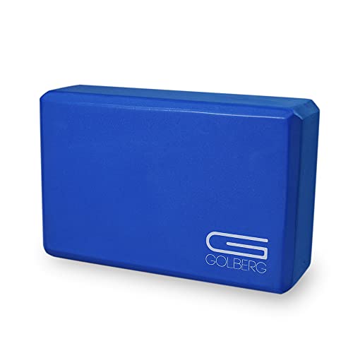 Golberg Foam Yoga Block – For Fitness, High Intensity Support and Improving Strength or Flexibility Pink/Green/Dark Green/Purple/Blue – 1/2/4 Pack - color: 1 Pack - Blue
