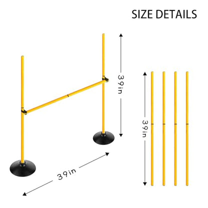 Adjustable Height Agility Hurdle Set Multi-Function Soccer Trainning Pole Set Coaching Sticks with Rubber Base - color: 3.3 FT, style: Pack of 6