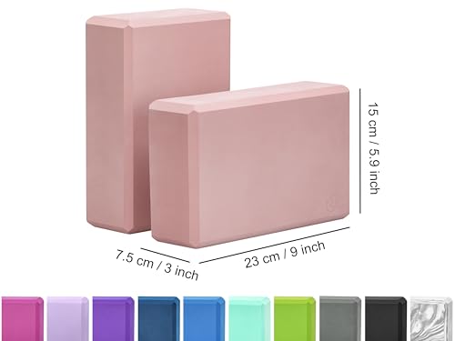 EXERZ Yoga Blocks 2 pack, Gym Blocks, Exercise Workout Fitness Bricks, Pilates Stretch Handstand Non-Slip - color: Blush Pink