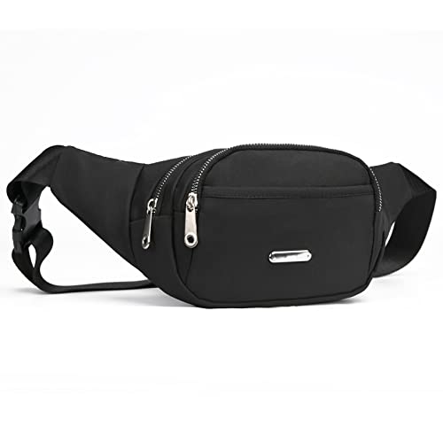 Crossbody Fanny Pack for Men&Women,Large Waist Bag & Hip Bum Bag with Adjustable Strap for Outdoors Workout Traveling Casual Running Hiking Cycling - color: Open Slash Black