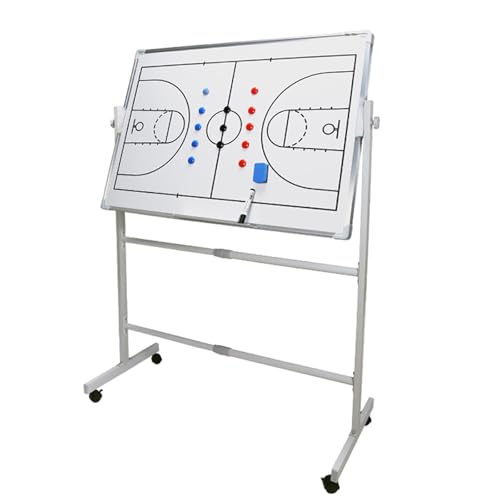 Double-Sided Wheeled Coaching Whiteboards, Basketball Board for Coaches with Marker Pen and Eraser, Retractable Bracket, for Daily Training, Tactical Deployment(Basketball) - size: Basketball