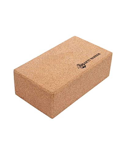 Shakti Warrior Align Cork Yoga Block - Artist Designed, Premium eco friendly cork block, Non Slip, Non Toxic, Great for Regular & Hot Yoga, Pilates and Workouts (9 inch x 6 inch x 3 inch)