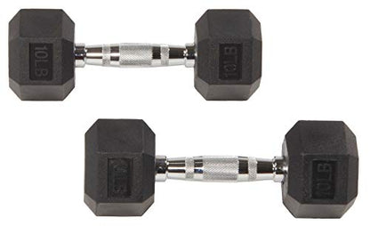 BalanceFrom Premium Rubber Encased Hex Dumbbell, Pair or Single, 10-100 Pounds