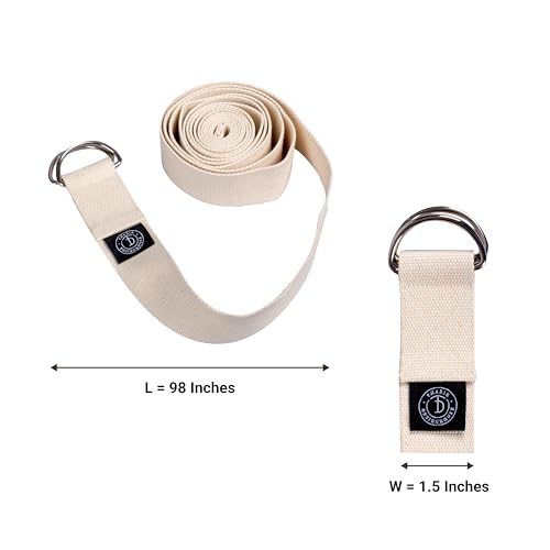Tharie Organic Cotton Yoga Strap, GOTS Certified, Adjustable D-Ring, Soft & Durable Stretching Strap for Yoga, Pilates & Physical Therapy, 250 cm