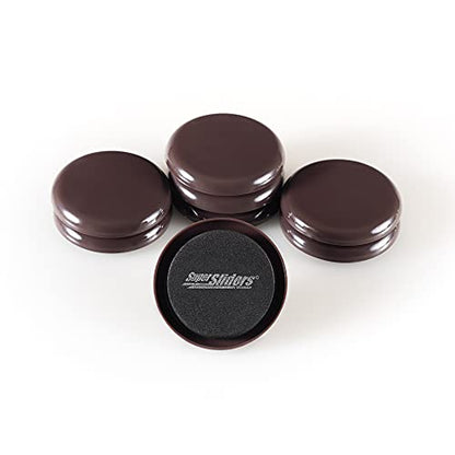 Super Sliders 2-1/2" Round Reusable Furniture Sliders for Carpet, Anti-Slip Protective Furniture Moving Pads for Beds, Sofas, Dressers, Set of 8, Brown