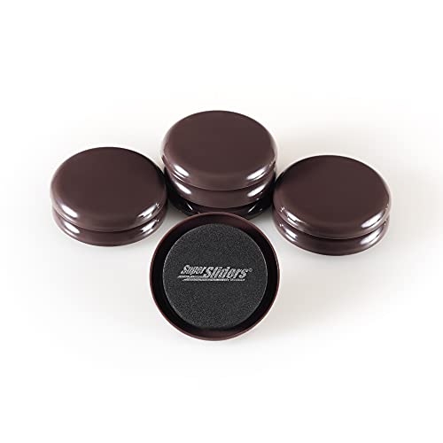 Super Sliders 2-1/2" Round Reusable Furniture Sliders for Carpet, Anti-Slip Protective Furniture Moving Pads for Beds, Sofas, Dressers, Set of 8, Brown