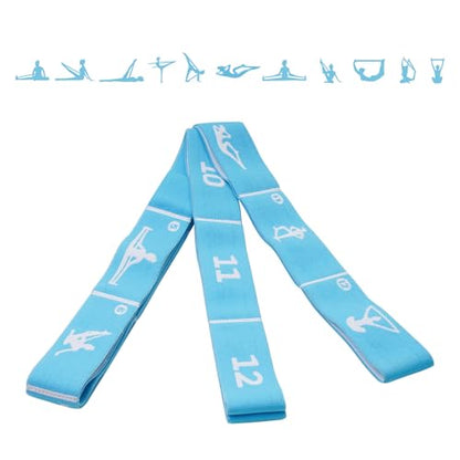 Yoga Strap with 10/12 Loops - Multi-Functional Stretch Band for Pilates, Dance, Gymnastics, Physical Therapy, Flexibility & Resistance Training, Ballet, Latin Workouts - color: Blue