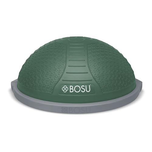 BOSU Nexgen Balance Trainer, Half-Ball Training Equipment, 65 cm Diameter, 300 lb Capacity - Burst-Resistant Stability Exercise Tool w/Non-Slip Base, Includes Hand Pump, Commercial-Grade - color: Militia Green/Gray