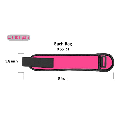 Pesas de Tobillo/Muñeca, Pesas de Puño de Mano de Brazo de Pierna Pequeña para Mujeres y Niños, Equipo de Ejercicio con Correas Ajustables para Gimnasio, Caminar, Trotar, Aeróbicos (1 Par) - color: 1.1 lb, Pink