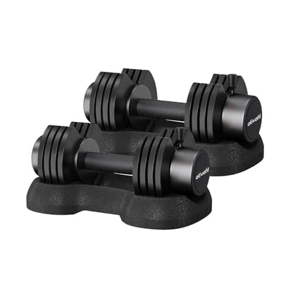 ATIVAFIT Adjustable Dumbbell Set of 2, 5–88LB Quick Dial Free Weights with Double Safety Lock, Anti-Slip Steel Handle & Storage Box, Space Saving Home Gym Equipment for Full Body Strength Training, Suitable for Home Fitness Users - color: Midnight-25lbs