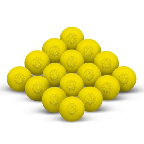 Signature Lacrosse Ball Set - Packs of 2, 4, 8, 12, and 100 - No Chemical Smell Massage Balls, Myofascial Release Tools, Back Roller, Muscle Knot Remover - color: Yellow, size: 25 Balls
