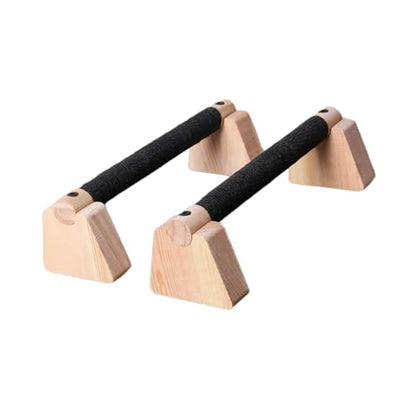 2Pcs Wood Push Up Bars for Adults, Non-Slip Base Parallettes for Strength Training, Planks, Calisthenics, Home Workout Equipment- 25CM