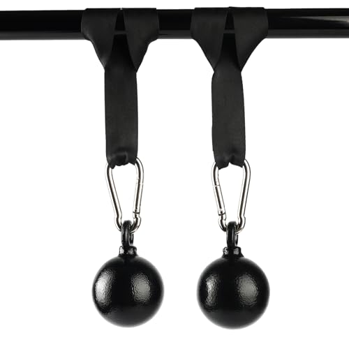 Non-Slip Iron Pull Up Grips and Cannonball Handles,3-Length Straps & Carabiners, Grip Strength Trainer for Pull-Up Bar, Dead Hangs, Forearm & Hand Training, Home Gym Gear - size: 70mm