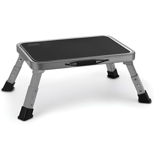 Foldable Step Stool, Adjustable Step Stool with a Non-Slip Platform, Step Ladder with Thick Rubber Feet for Adults or Children in Kitchen, Bedroom, Office, Rv, 330 Lbs Capacity